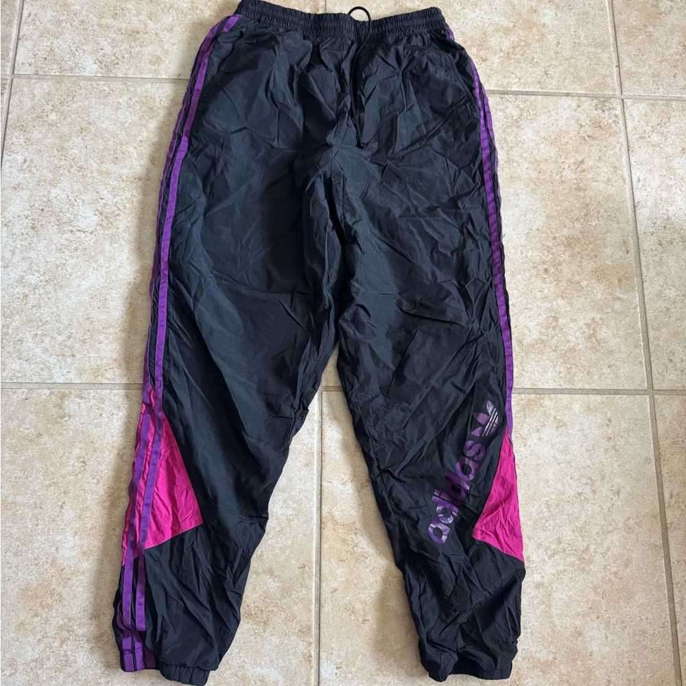 Adidas Black and Pink Track Pants